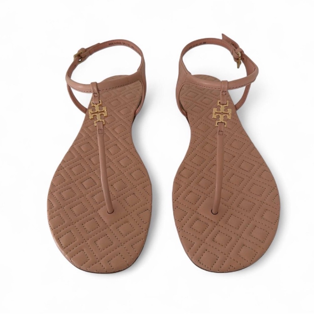 Clay‎ Pink Tory Burch Brown Quilted Sandals